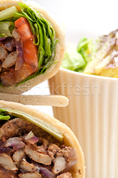 Stock photo: kafta shawarma chicken pita wrap roll sandwich