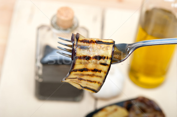 Grillowany bakłażan widelec makro żywności Zdjęcia stock © keko64