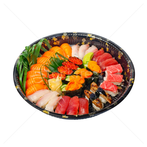 Zdjęcia stock: Z · dala · sushi · pośpieszny · plastikowe · taca