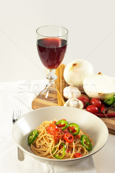 Foto stock: Picante · italiano · macarrão · tomates · molho