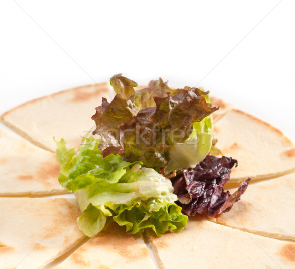 Knoflook pita brood pizza salade top Stockfoto © keko64