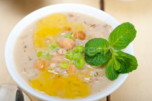 Hearty Middle Eastern Chickpea and Barley Soup Stock photo © keko64