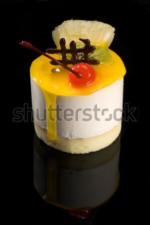 Stück Früchtekuchen frisches Obst Kuchen schwarz Stock foto © keko64