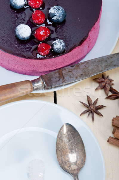 blueberry and raspberry cake mousse dessert Stock photo © keko64