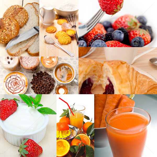 ealthy vegetarian breakfast collage Stock photo © keko64