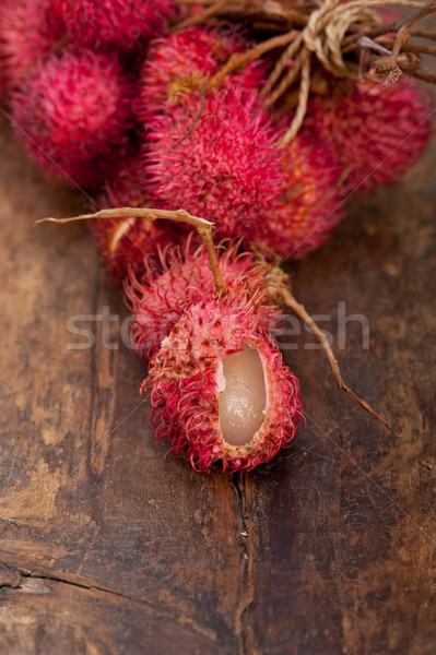 Friss gyümölcsök trópusi rusztikus fa asztal fa Stock fotó © keko64