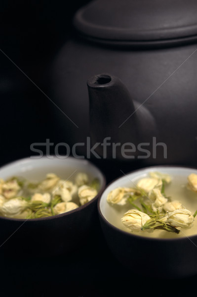中国語 茶 ポット カップ 黒 花 ストックフォト © keko64