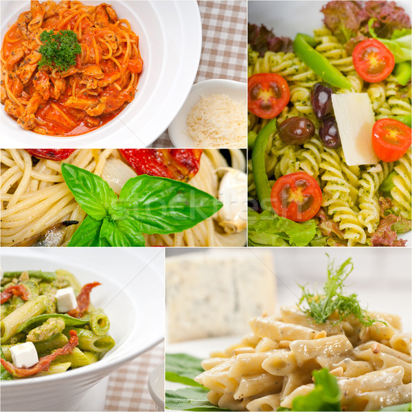 collection of different type of Italian pasta collage Stock photo © keko64