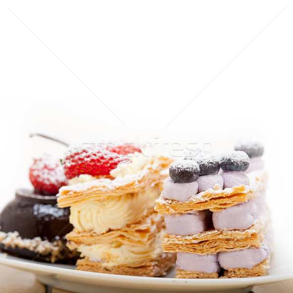 selection of fresh cream cake dessert plate  Stock photo © keko64