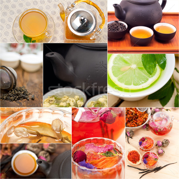 collection of different herbal tea infusion collage Stock photo © keko64