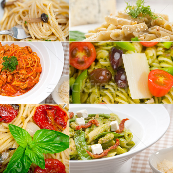 collection of different type of Italian pasta collage Stock photo © keko64