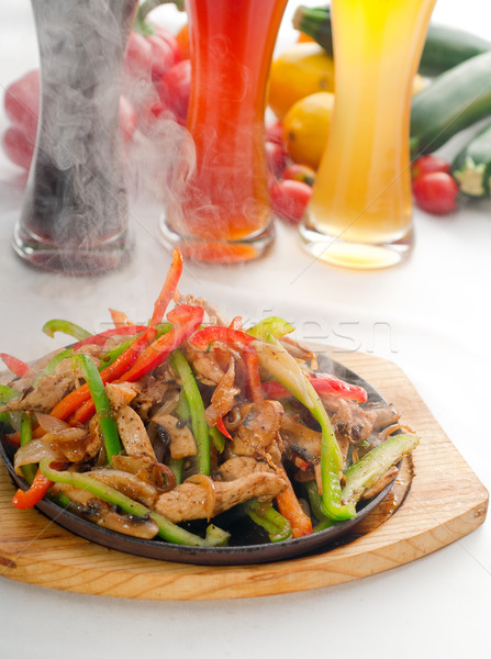 original fajita sizzling hot  on iron plate Stock photo © keko64