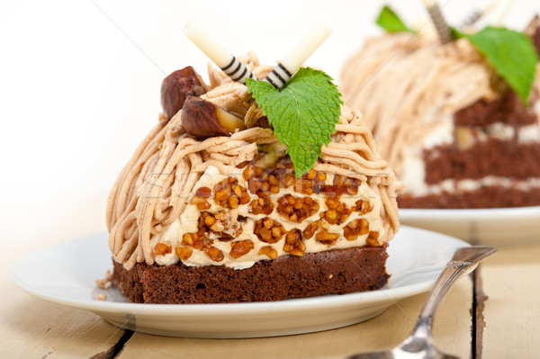 chestnut cream cake dessert Stock photo © keko64