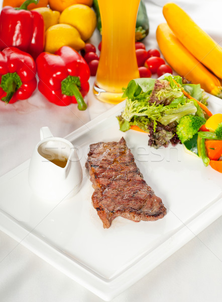 juicy BBQ grilled rib eye ,ribeye steak and vegetables Stock photo © keko64