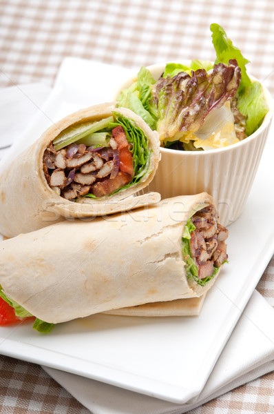 kafta shawarma chicken pita wrap roll sandwich Stock photo © keko64