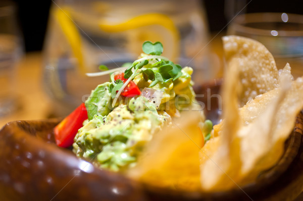 Abacate salada fresco nachos lado vermelho Foto stock © keko64