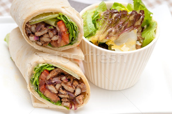 kafta shawarma chicken pita wrap roll sandwich Stock photo © keko64