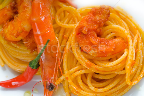 Foto stock: Pasta · picante · italiano · espaguetis · frescos · salsa