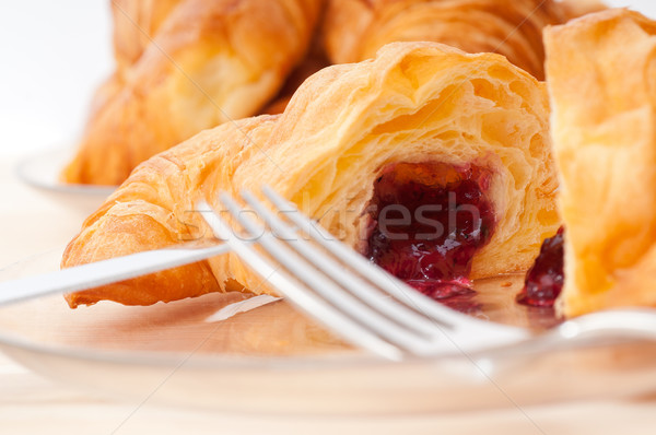 Stock fotó: Croissant · francia · bogyók · lekvár · friss · sült