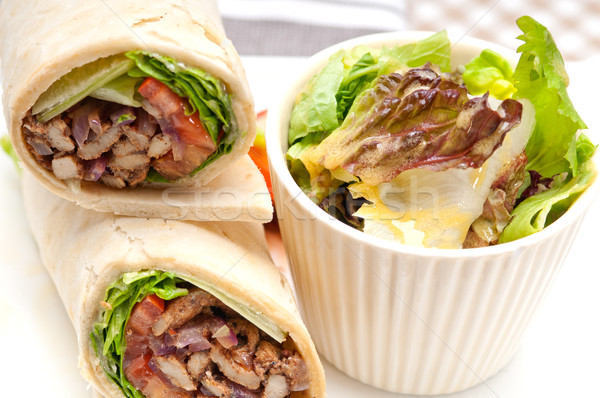 kafta shawarma chicken pita wrap roll sandwich Stock photo © keko64