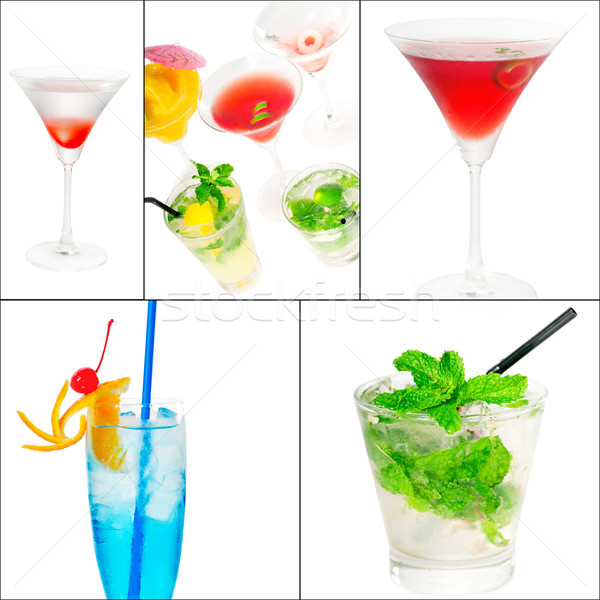 Stockfoto: Cocktails · collage · dranken · vierkante · frame · vruchten