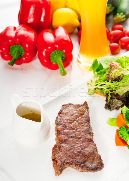 juicy BBQ grilled rib eye ,ribeye steak and vegetables Stock photo © keko64