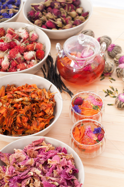 Herbal natural floral tea infusion with dry flowers Stock photo © keko64