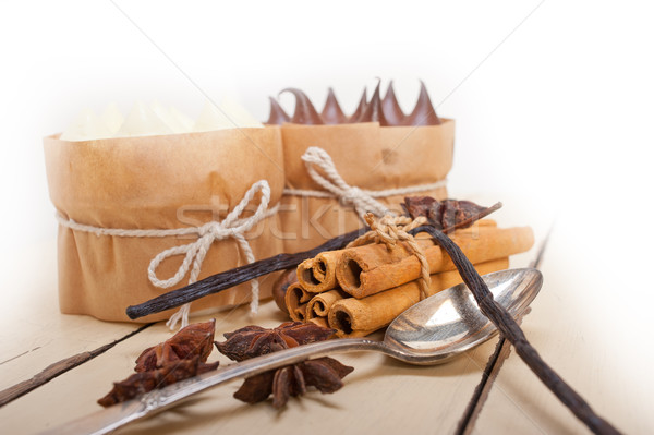 chocolate vanilla and spices cream cake dessert  Stock photo © keko64