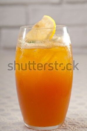 Frissítő jegestea közelkép makró citrom menta Stock fotó © keko64