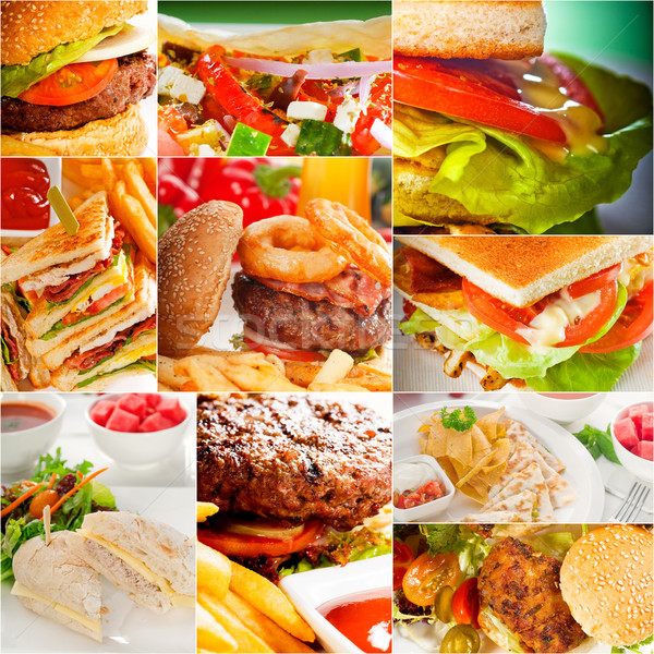 burgers and sandwiches collection on a collage Stock photo © keko64
