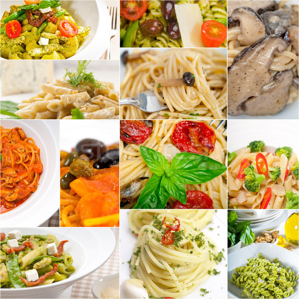 collection of different type of Italian pasta collage Stock photo © keko64