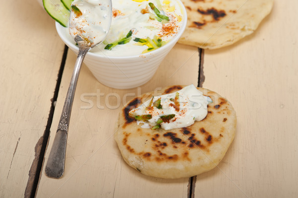 Arab middle east goat yogurt and cucumber salad  Stock photo © keko64