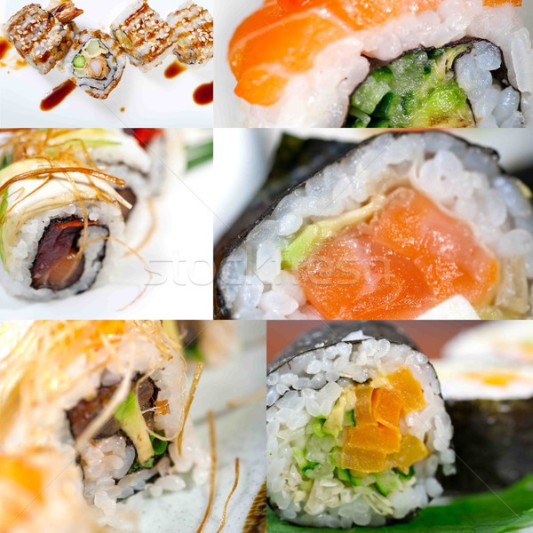 Stock photo: Japanese sushi collage 
