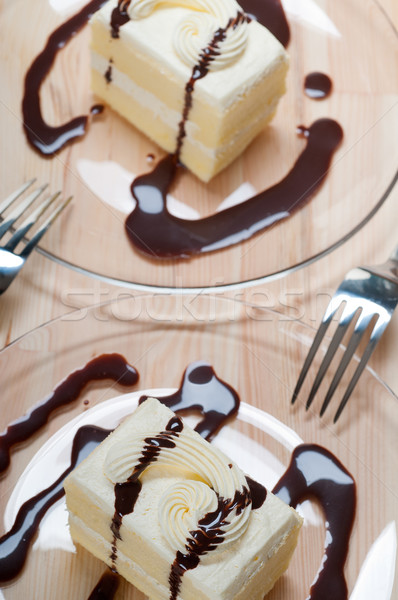 Stockfoto: Vers · room · cake · chocolade · saus