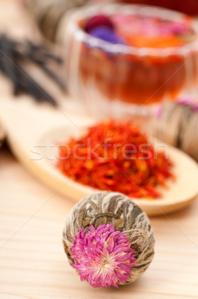 Stock photo: Herbal natural floral tea infusion with dry flowers