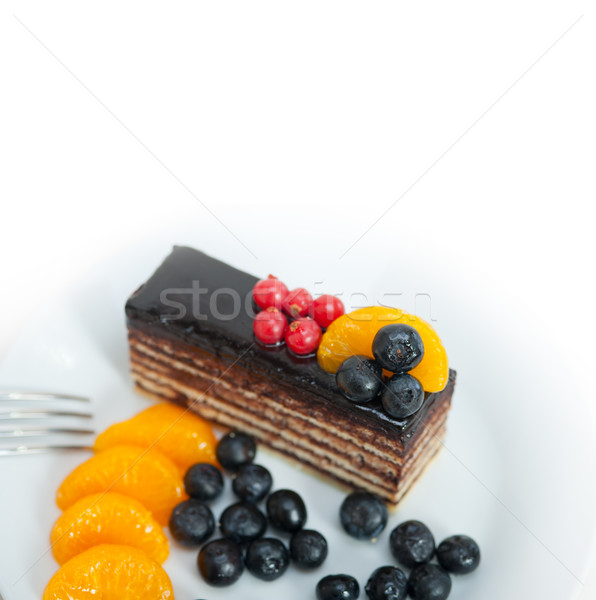 Cioccolato torta di frutta frutta fresca top primo piano Foto d'archivio © keko64