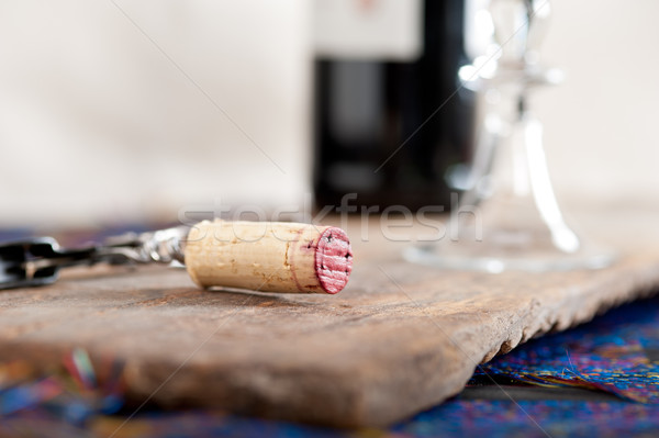 Rotwein Verkostung Makro Holz Restaurant Stock foto © keko64