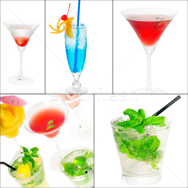 [[stock_photo]]: Cocktails · collage · boissons · carré · cadre · fruits