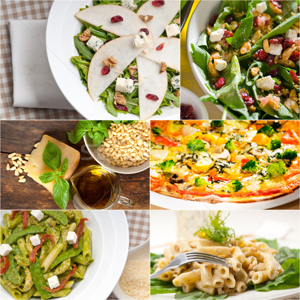 Gesunden lecker italienisches Essen Collage Vegetarier Pasta Stock foto © keko64