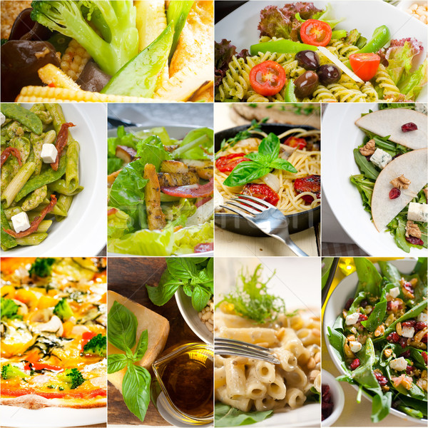 Gesunden lecker italienisches Essen Collage Vegetarier Pasta Stock foto © keko64