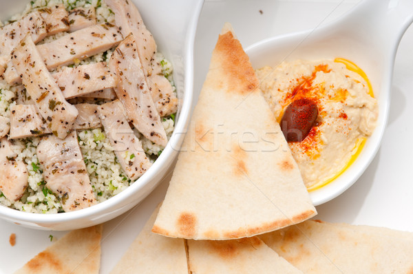 chicken taboulii couscous with hummus Stock photo © keko64