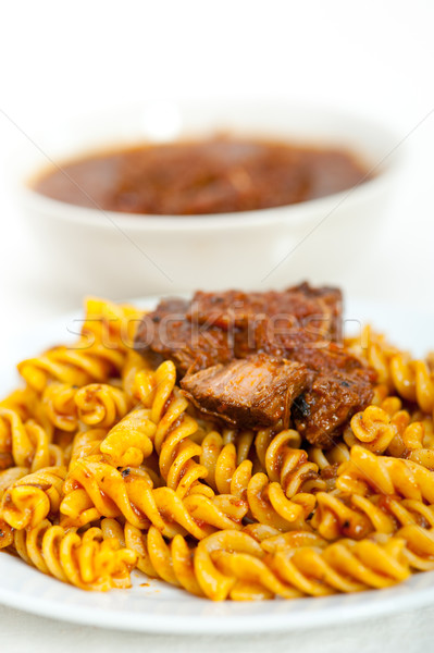 fusilli pasta with neapolitan style ragu meat sauce Stock photo © keko64