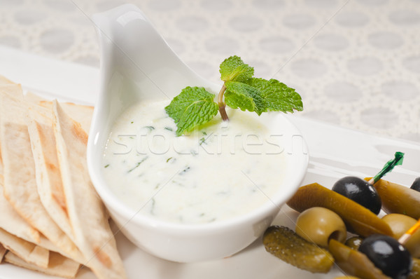 Griechisch Joghurt Sauce Pita Brot frischen Stock foto © keko64