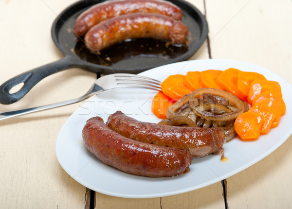 beef sausages cooked on iron skillet  Stock photo © keko64