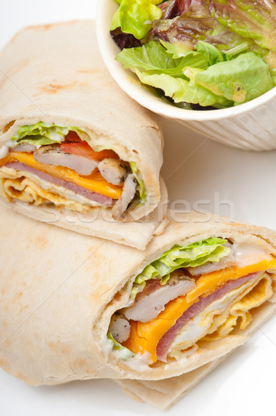 Club sandwich pita pane rotolare fresche sani Foto d'archivio © keko64