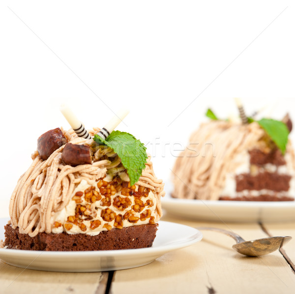 chestnut cream cake dessert Stock photo © keko64