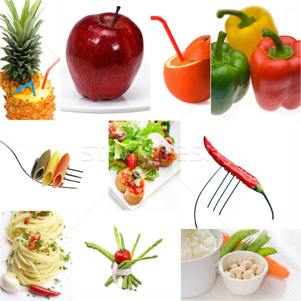 Organisch vegetarisch veganistisch voedsel collage heldere Stockfoto © keko64