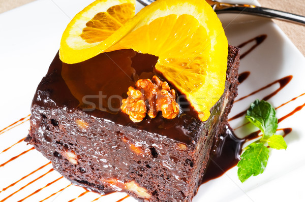 Chocolate bolo fresco delicioso fatia Foto stock © keko64