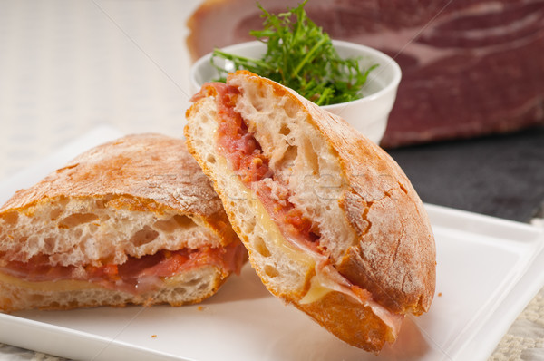 ciabatta panini sandwich with parma ham and tomato Stock photo © keko64