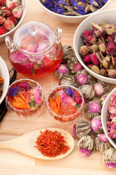 Stock photo: Herbal natural floral tea infusion with dry flowers